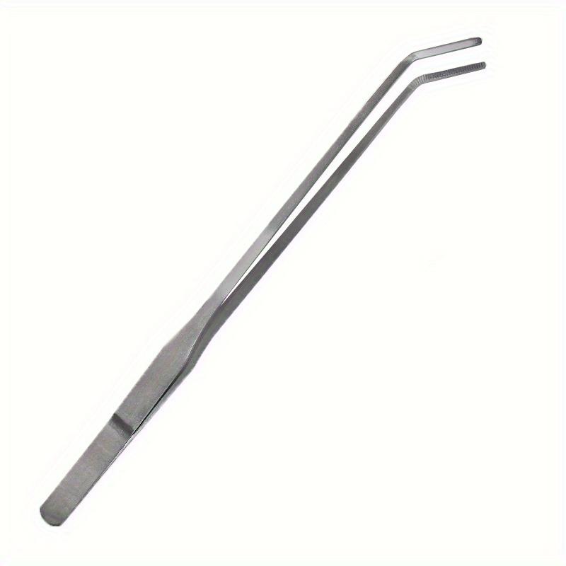 1pc Stainless Steel Aquarium Feeding Tongs, 10.6 Inch Curved Tweezers and Straight Forceps, Ideal for Fish Tank Landscaping, Worm Feeding, Reptiles
