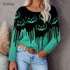 Horror Pumpkin Halloween Women Fashion T-shirts Long Sleeve 3d Print Tie-dye Street Hip Hop Ladies Tees 6XL Big Size Casual Tops