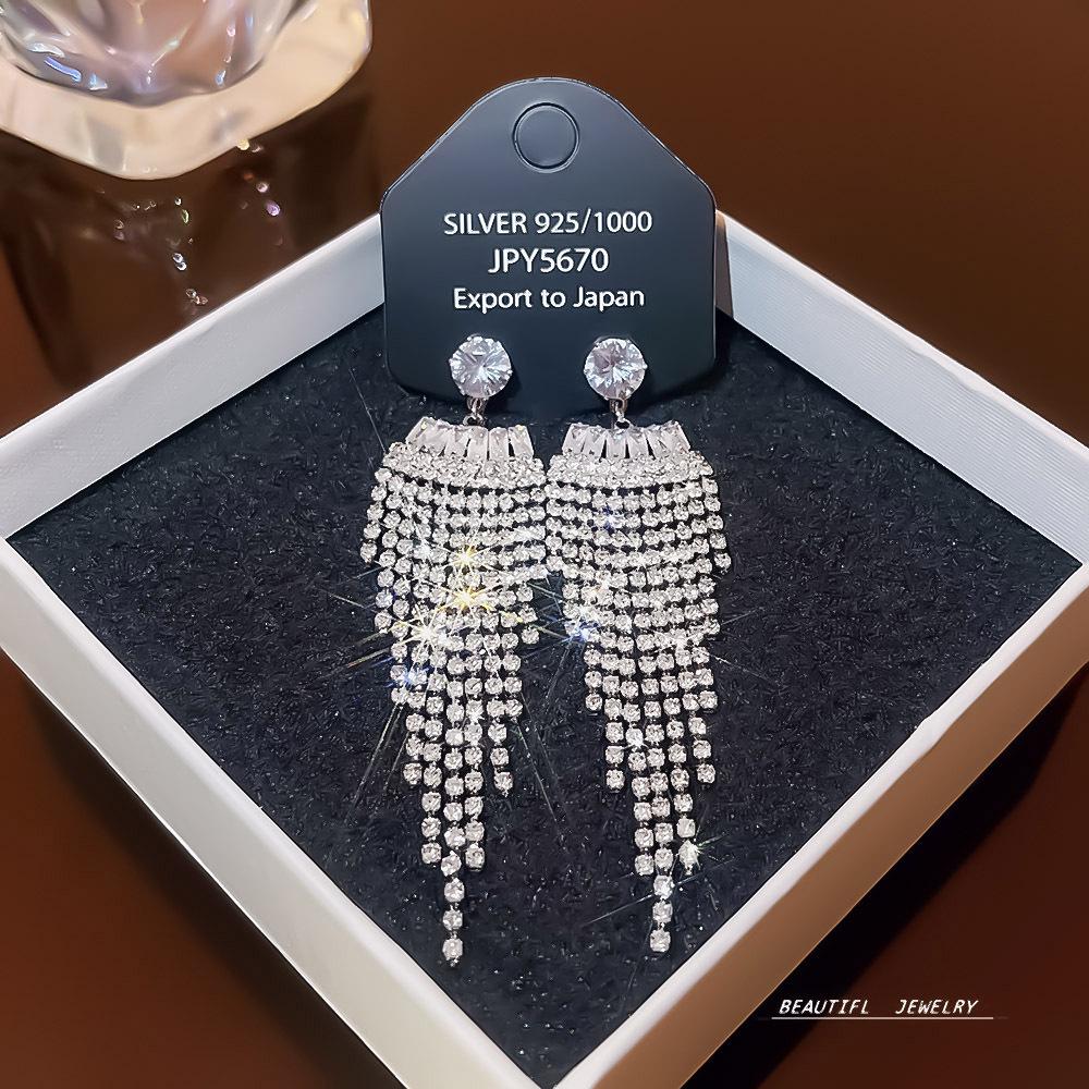 925 Silver Needle Tassel Pearl Earrings: High-End Celebrity Design for Women