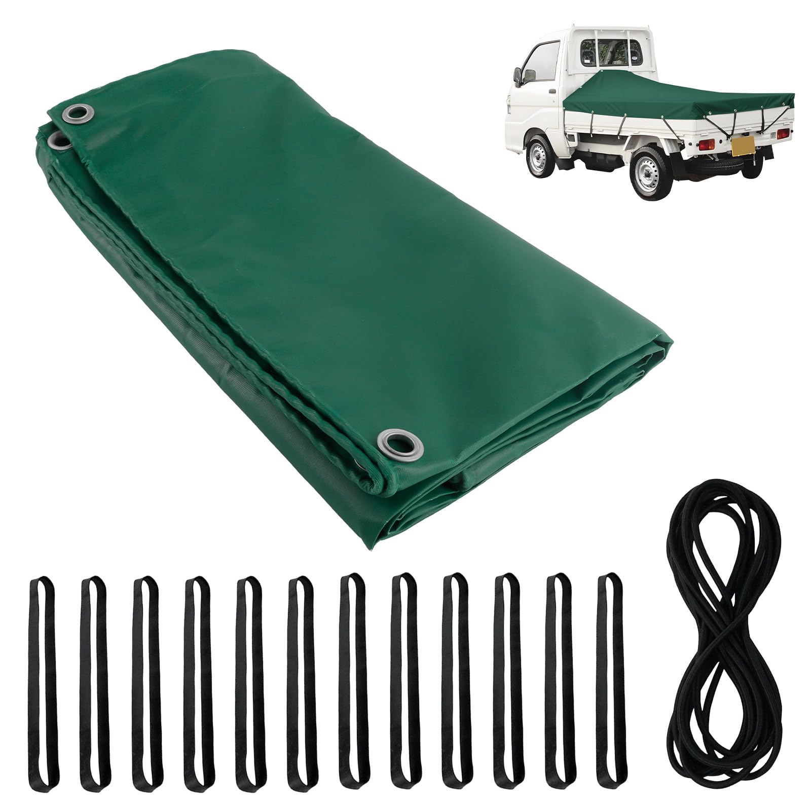 

Тентовое покрытие кузова легкого грузовика Tusamika с эластичными шнурами и совместимое с и качество гарантировано x лист/грузовая веревка, водоотталкивающее, устойчивое к УФ-излучению,