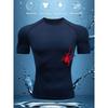 Mens Black Compression Short Sleeve T-Shirt Spider Graphic High Elasticity Breathable Gym Workout And MMA Athletic Top