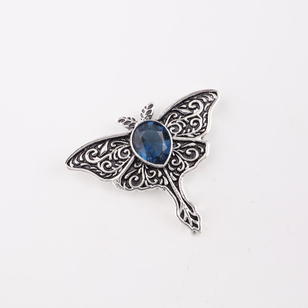 925 Silver Vintage Butterfly Pendant Blue Topaz Gemstone Necklace Women’s Gift" CP-31-13
