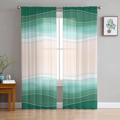 Gradient Geometric Minimalist Abstract Sheer Voile Window Curtains Tulle Curtains Living Room Balcony Decoration Drapes