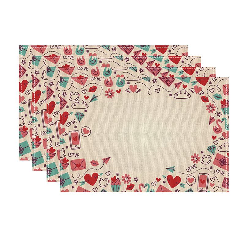 

Романтическая льняная салфетка на День святого Валентина - Термостойкий коврик для стола для западной кухни Custom Design