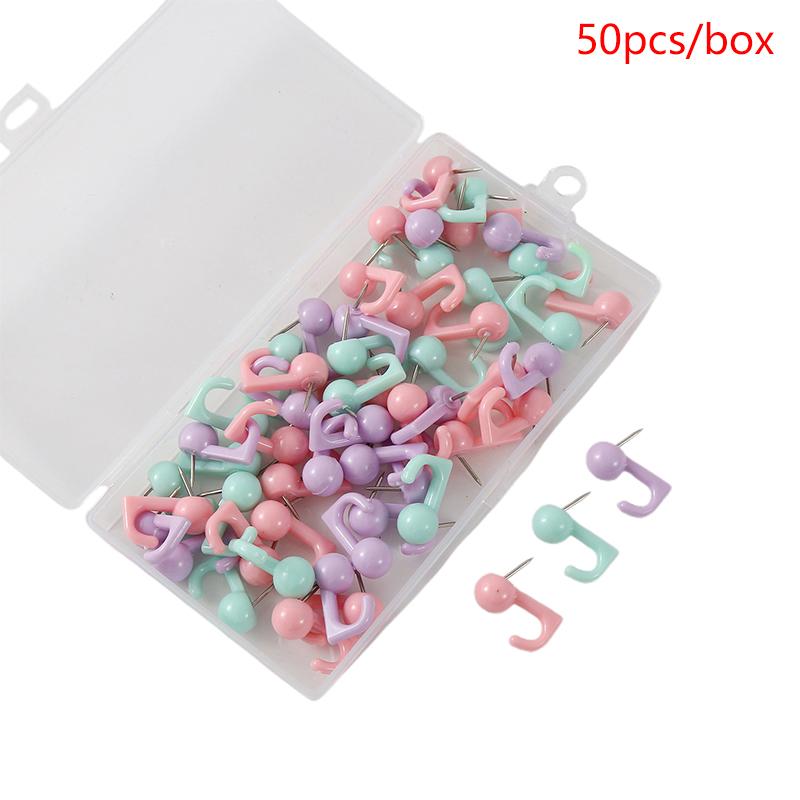 

50 шт. крючков для кнопок с пластиковыми головками, крючки для кнопок, декоративные крючки для кнопок, крючок для пробковой доски