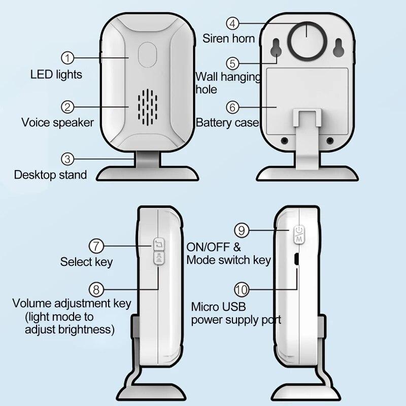 Benvenuto Negozio di campanelli Negozio Sicurezza domestica Benvenuto Campanello wireless con sensore di movimento a infrarossi IR Campanello di allarme Campanello di ingresso 36 suonerie