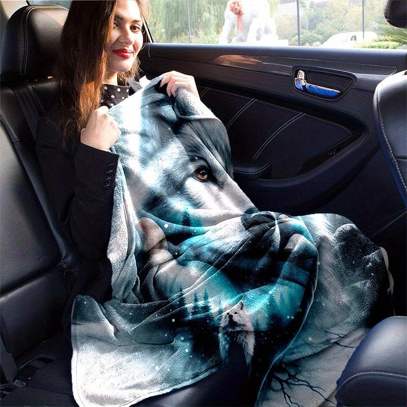 1pc Wolf amidst Snowy Forests Blanket  Soft Warms, Living Room, Travel, Camping, Car Blankets