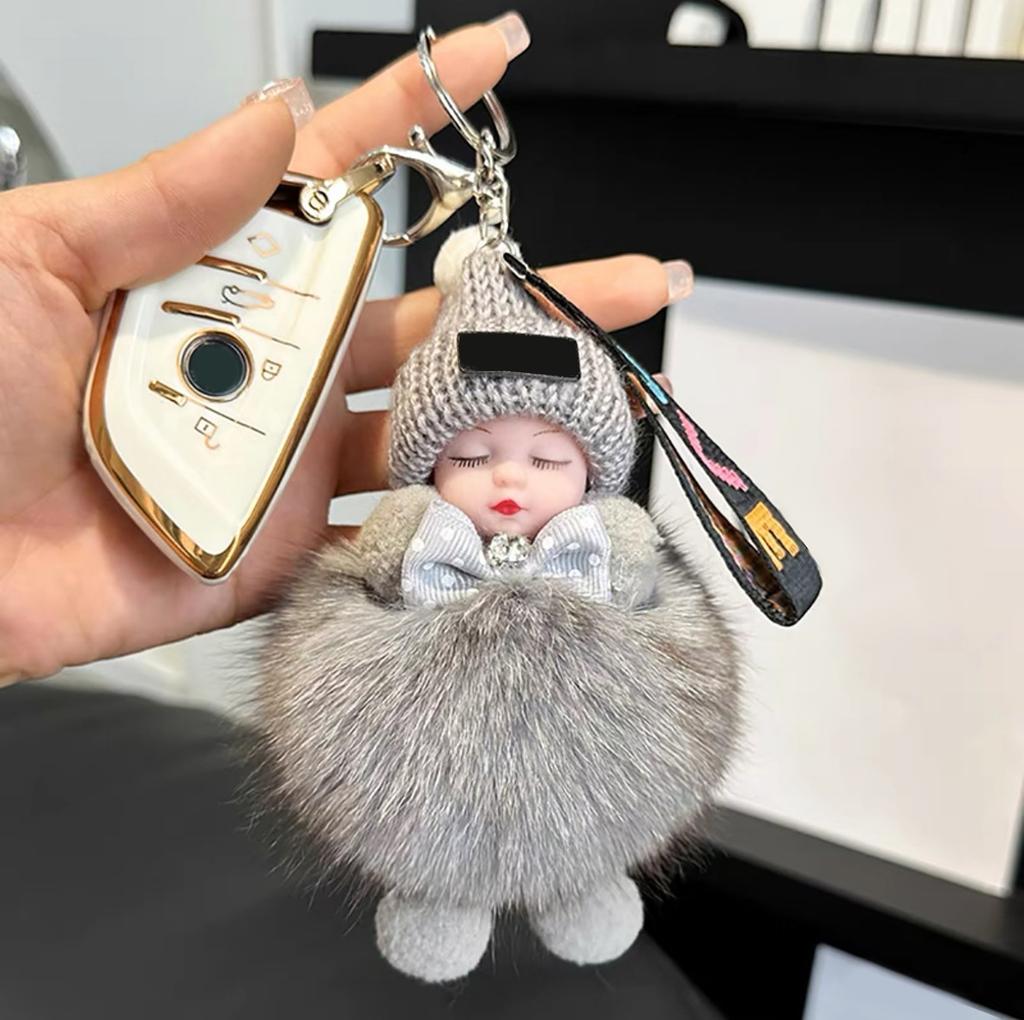 Cute Car Pendant Sleeping Doll Cartoon Plush Keychain Doll Doll Accessories