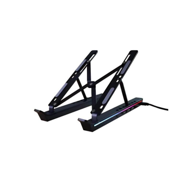 Uniwersalny Uchwyt Stojak na Laptopa z HUB-em USB Typu C RGB Aluminiowy Stop Lśniący Stojak Składany Uchwyt na Laptopa do MacBooka