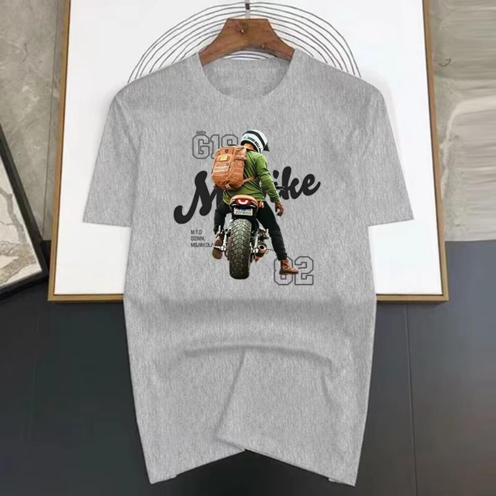 Luxury Motorcycle Back Print T-shirts Summer Men's Tshirt O-Neck Short Sleeve 100% Cotton Street Fashion Casual Top Women's Y2K