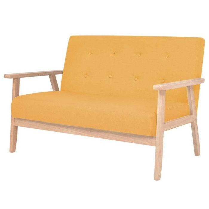 VidaXL Ensemble de canapé 2 pcs Tissu jaune