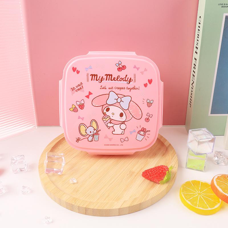 Sanrio Cute Bento Box: Four-Sided Buckle Lunch & Snack Container, Sealed for Freshness.