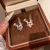 Korean Shiny Zircon Rabbit Heart Ear Studs: Cute, Sweet, Exquisite Earrings - Light Luxury & Versatile Accessories for Women