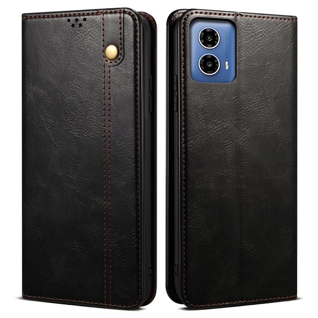 For Motorola Moto G35 5G Case Crazy Horse Texture Waxy Leather Wallet Stand Phone Cover