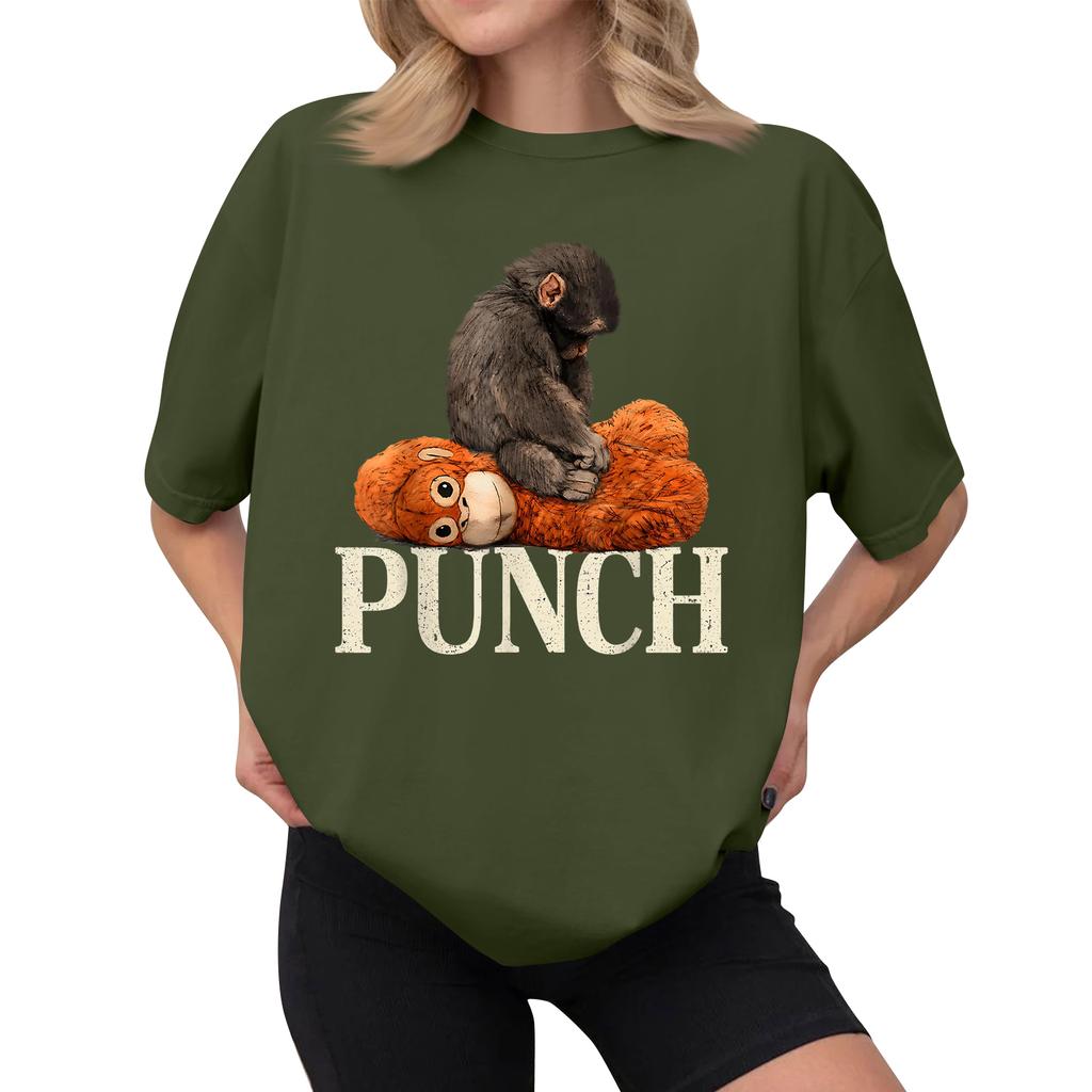 Women's Casual Printed T-Shirt Round Neck Pullover Short Sleeve Top