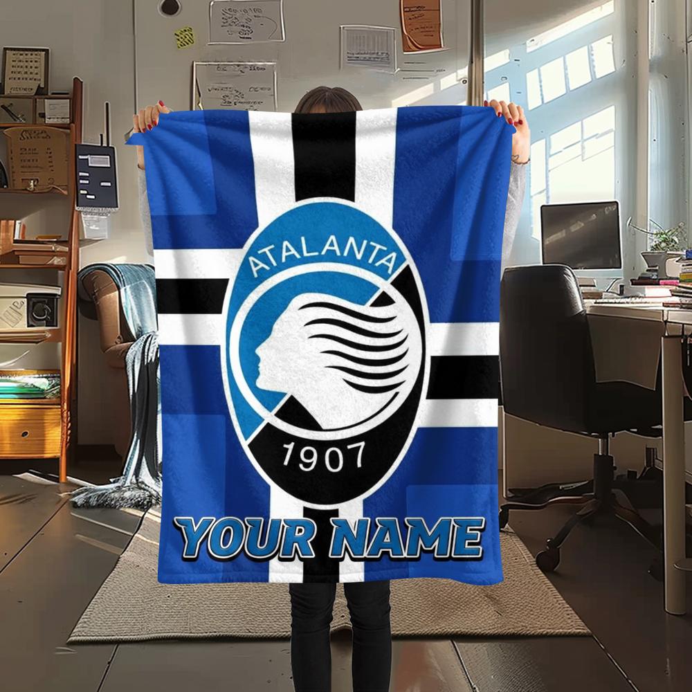 1pz Coperta in Flanella Personalizzata con Nome e Motivo Atalanta BC Adatta a Tutte le Stagioni per Arredamento Casa Calore e Comfort Regali Regalo per le Feste