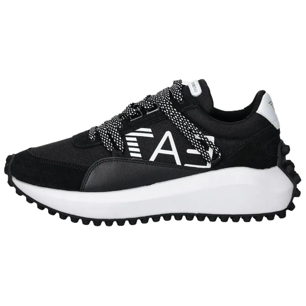 Emporio Armani EA7 Leather Lace-Up Studded Logo Detail Low-Top Casual Shoes Men Sneakers Black X8X208XK421K485