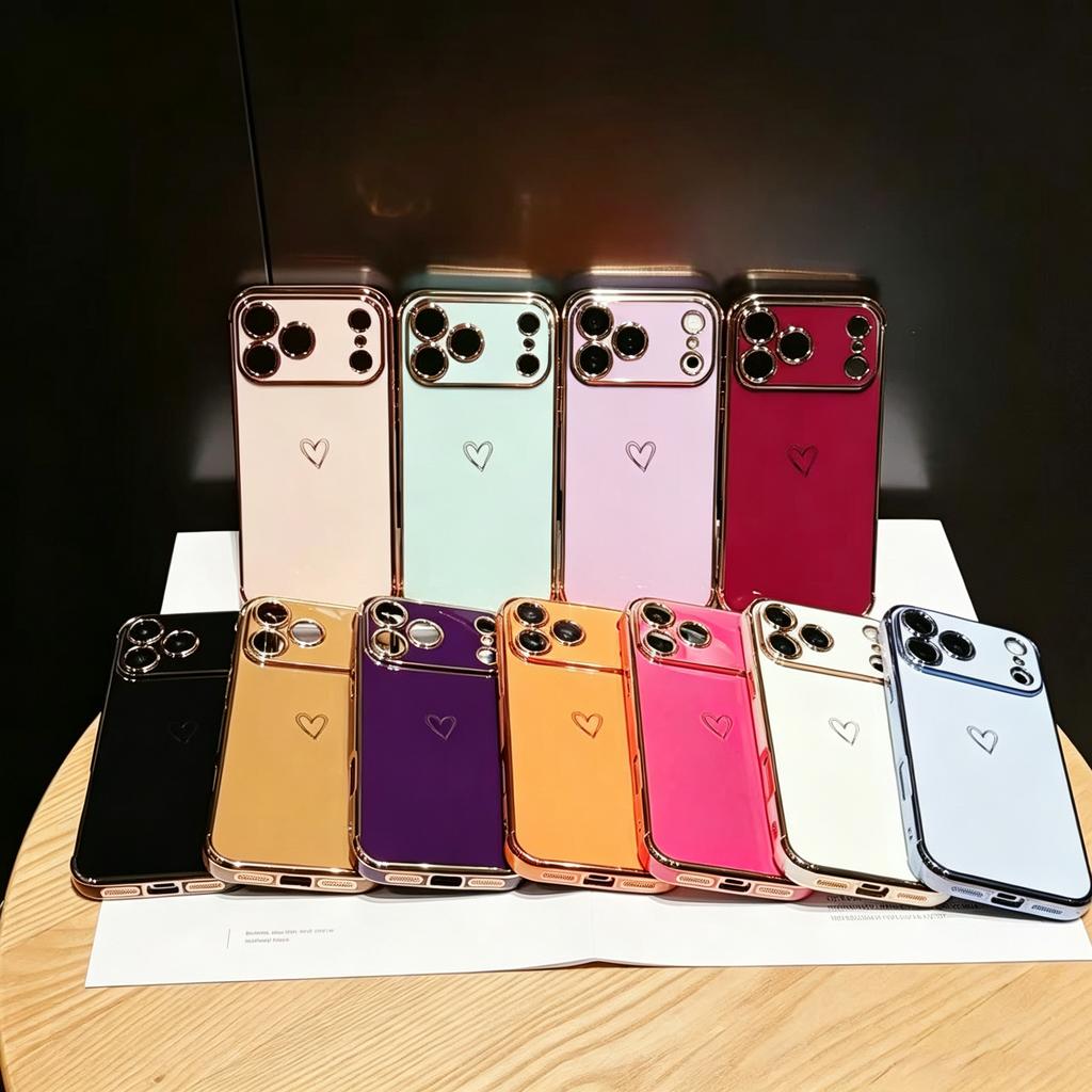 Minimalist Electroplated Openwork Heart Phone Case For Samsung Galaxy A57 A37 A55 A16 5G S26 S25 S24 S23 Ultra Plus TPU Cover