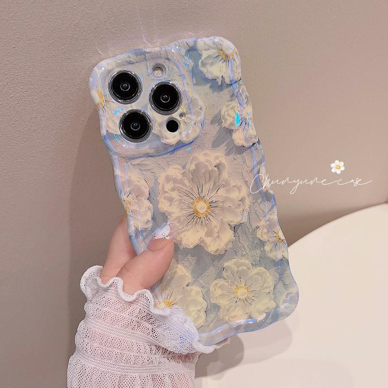 Floral TPU Phone Case IPhone 16 Pro Max With Detachable Flower Rope Strap Blue Purple Green iPhone 16
