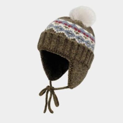 Women's Nordic Fur Ball Earmuff Beanie Winter Hat
