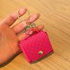 Imitation Leather Keychain Pendant Rhomboid Embossing Mini Handbag Shape Keychain with Dual-Purpose Buckle Backpack Accessories