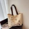 Simple Cartoon Tote Bag 2025 Autumn New Fashionable Simple and Large-capacity Korean Casual Shoulder Bag Is Foreign