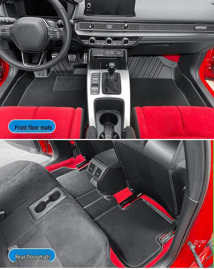 23 Honda Civic Type R Floor Mats: TPE Stain-Resistant Custom Fit for Car and Trunk.
