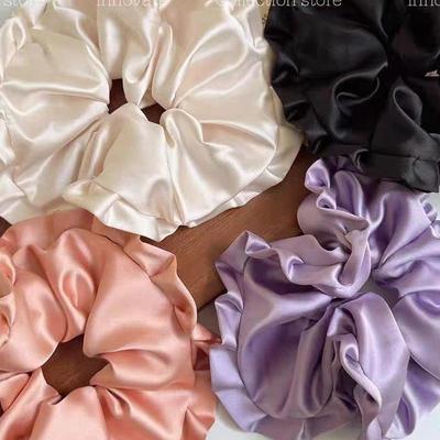 Übergroßer Koreanischer Satin-Haargummi im Ballett-Stil mit Rüschenkanten - Elegantes und Modisches Dutt-Accessoire