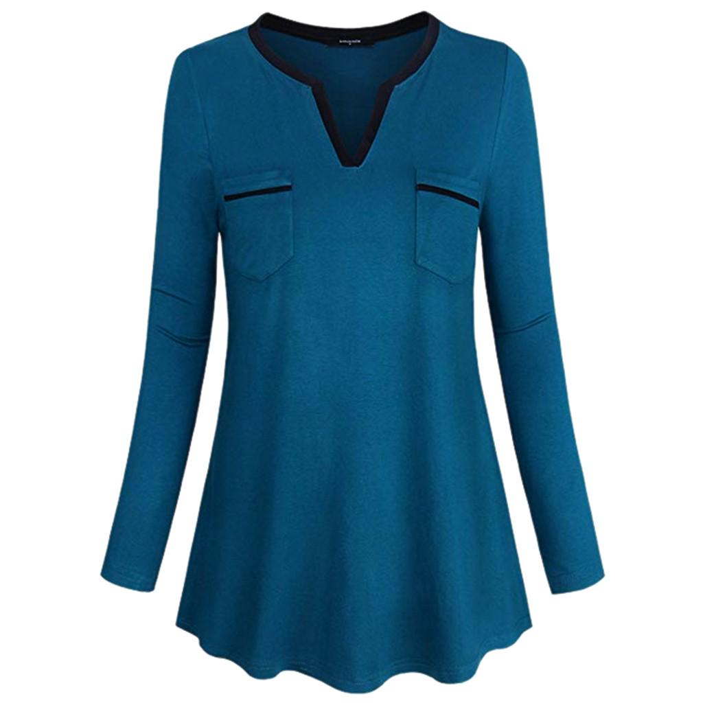Buy Womens Tops and BlousesLong Sleeve Henley Shirt V Neck Casual Tunic