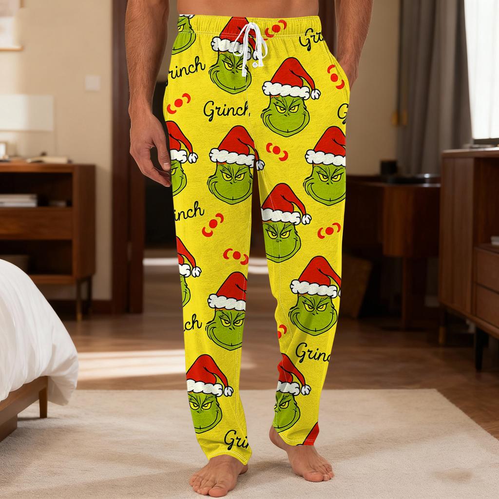 Men's Plain Knit Solid Pocket Casual Pants Home Pajama Pants