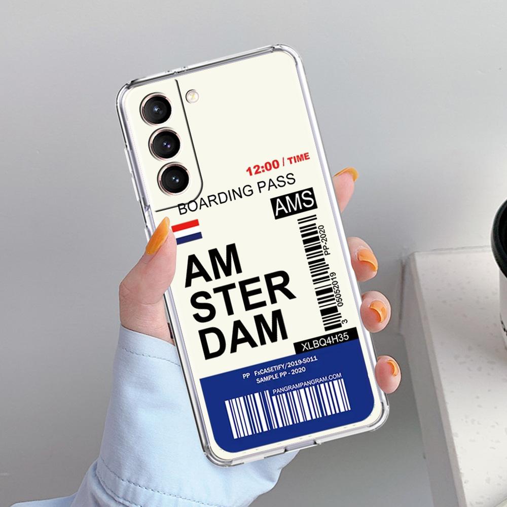Phone Case For Samsung Galaxy S26 S25 S24 S23 S22 Ultra S20 S21 FE 5G Plus Clear Cover World City Travel Ticket New York London