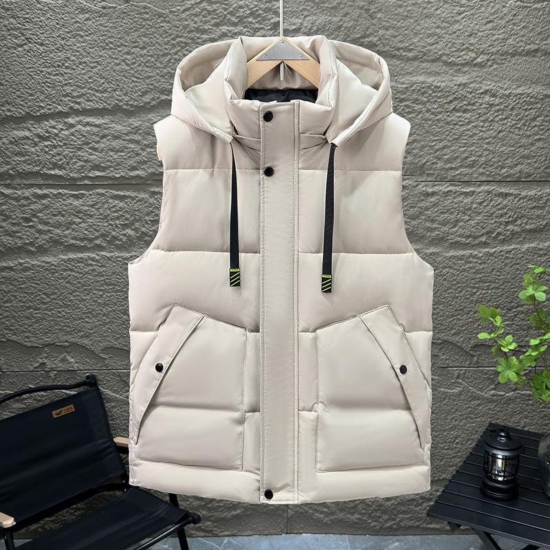 

Autumn and Winter Warm Waistcoat Thickened Vest Trend Waistcoat Casual Down Cotton Coat Outer Wear Work Clothes XL бежевий