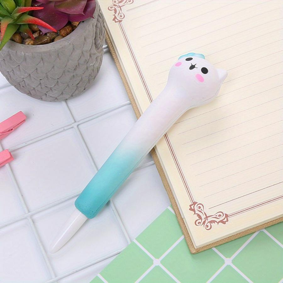 

3 шт. 0,5 мм креативная ручка для декомпрессии, мягкая ручка с медленным отскоком, канцелярские принадлежности для обучения с использованием мультфильмов, офисные принадлежности, гелевая ручка с вентиляцией gradient blue cat