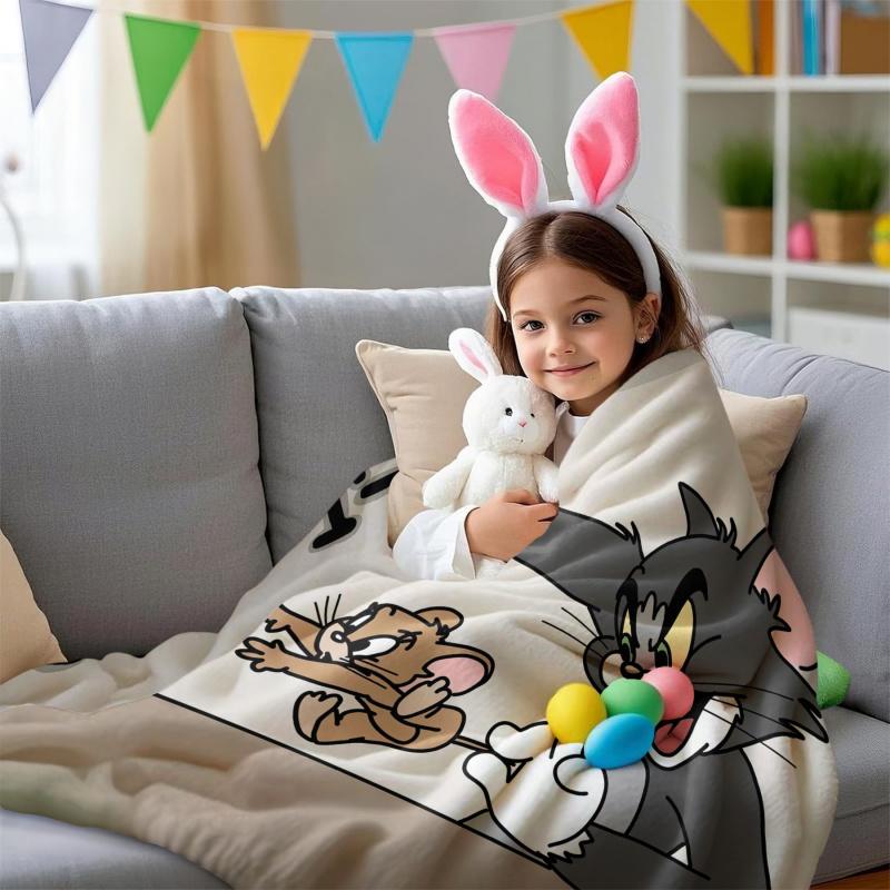 Coperta Classica Tom & Jerry Cartone Animato Tom e Jerry Stampata Flanella Plaid per Casa Tempo Libero Campeggio Viaggio Regalo di Festa per Bambini