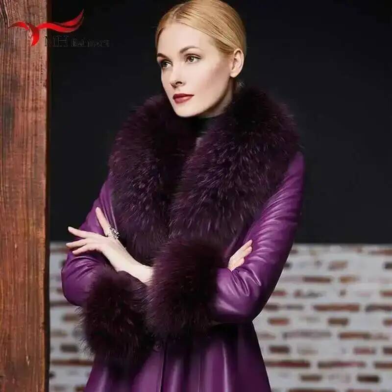 Elegant Luxury Raccoon Fur Collar Cuff Set Large Size 100% Real Fur Scarf Thick Warm Ladies Shawl Coat Collar Women Winter