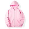 Felpa con cappuccio e zip in cotone color caramella per ragazzi e ragazze - Felpa con colletto alto e tasche, 110-170 cm, 280g, Versione tinta unita.