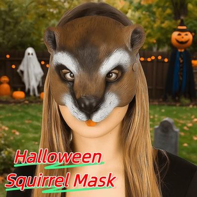 Realistyczna maska wiewiórki na Halloween Maska zwierzęca 3D na pół twarzy Maska Cosplay na Halloween Impreza Karnawałowa