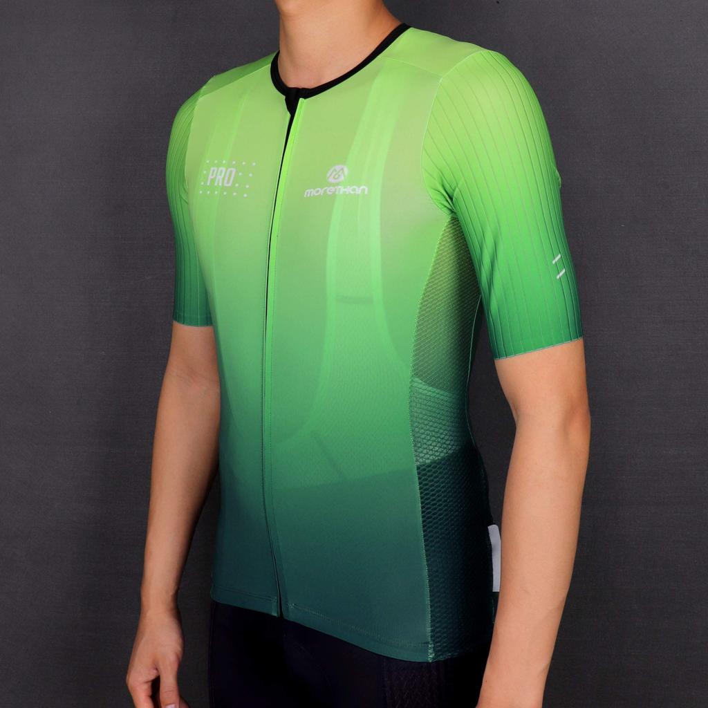 Morethan Short Sleeve Cycling Jersey Size L Men's HVP-018, Green,