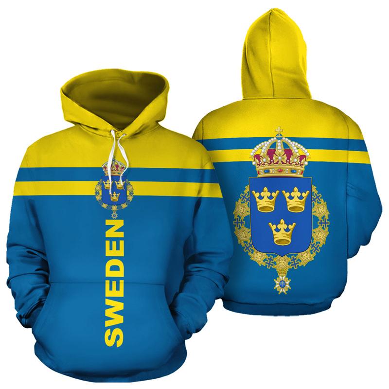 Sweden National Emblem Graphic Sweatshirts Swedish Flag 3D Printed Hoodies For Men Clothes Fashion Pullover Winter Tracksuit Top