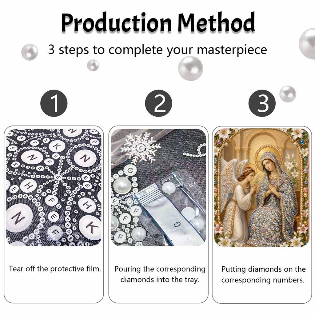 DIY 3D Pearl Diamond Painting Art Set Virgin Mary and Angel Home Decor Art Set Wall Art