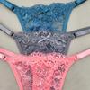 3Pcs Women's Lace Hollow Out Thongs Sheer G-Strings Sexy Ultra-low Rise Seamless Panties Perspective Bow Knickers