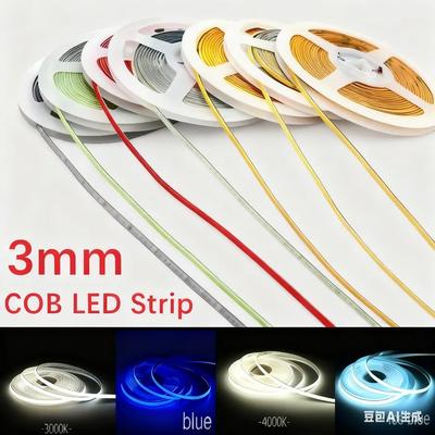 פס לד COB דק במיוחד 5V 12V 24V 320 נורות לד/מ' 400 נורות לד/מ' ניתן לעמעום 3 מ"מ 5 מ"מ 8 מ"מ צפיפות גבוהה גמיש תאורה לדקורציית בית חדר שינה