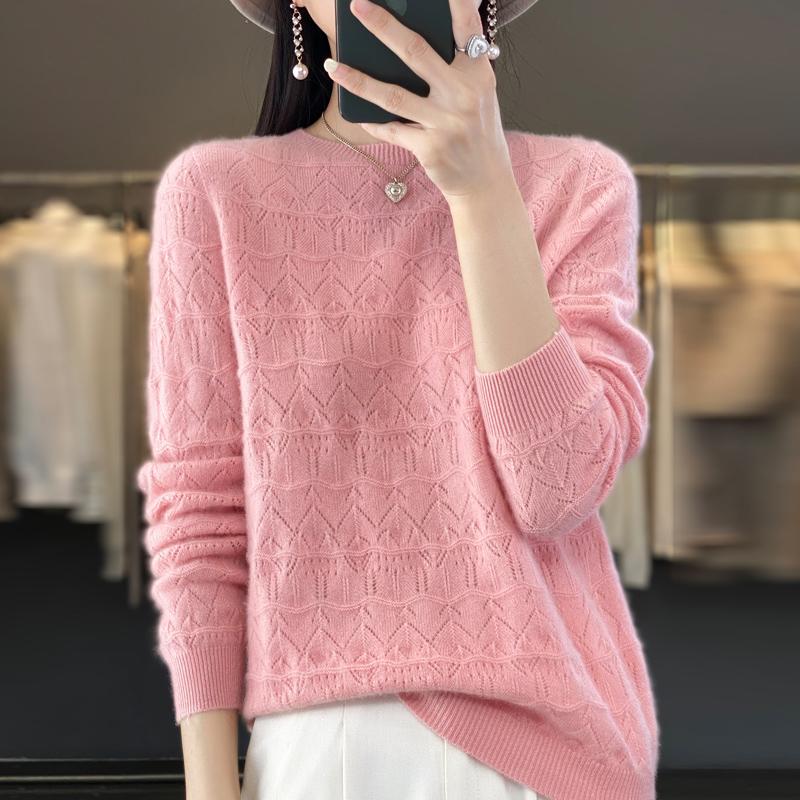 Suéter de mujer, cachemira Qinghe, 30% cachemira 70% lana, jersey de punto de invierno, suéter de otoño, suéter de cachemira de mujer, top de punto, manga larga