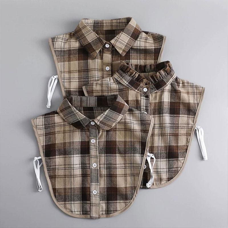 Perfect Match Womens Half-Shirt Dickey Collar Detachable Fake Collars Fashion Classic Plaid Fake Collar For Dresses Blouse Sweater