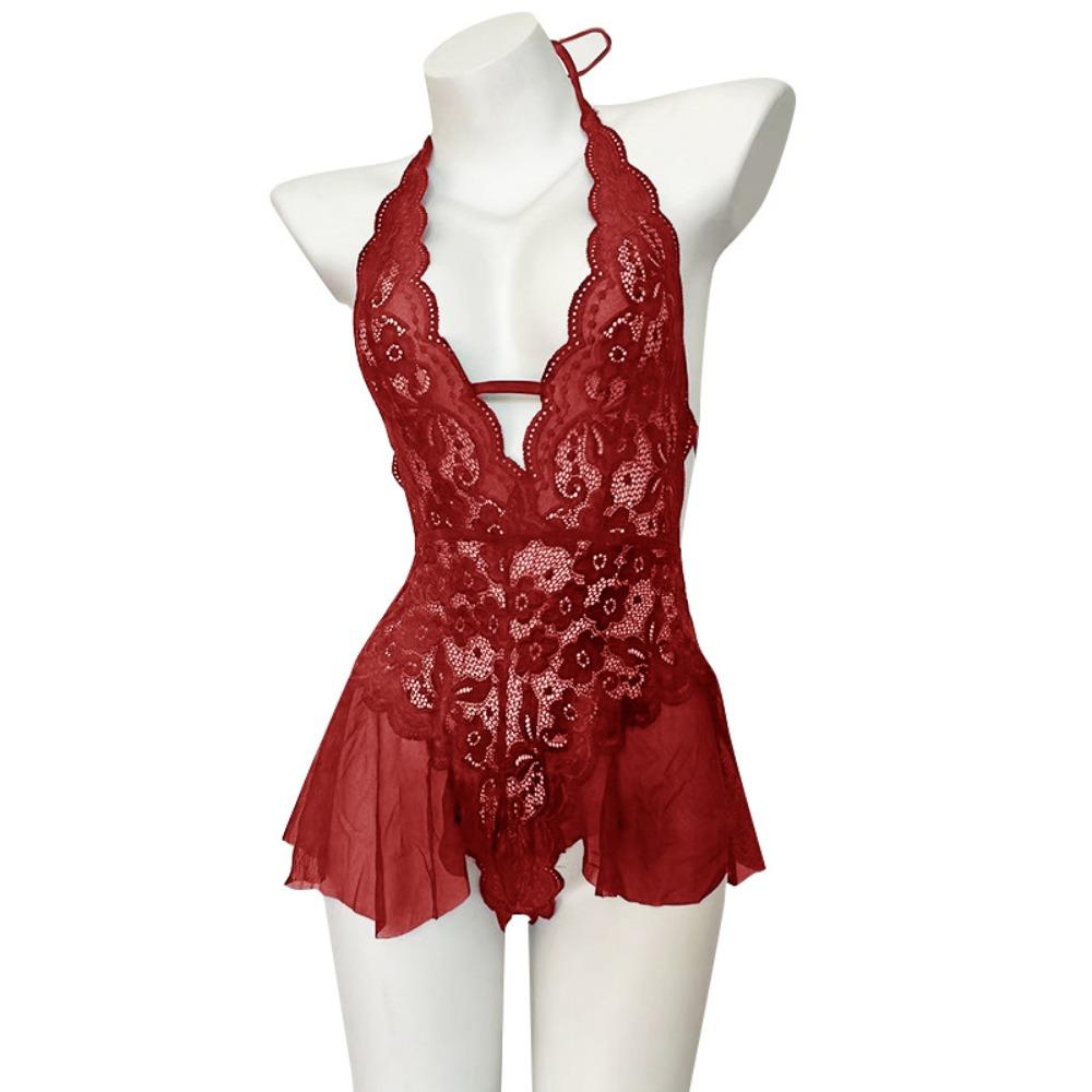 Hanging Neck Sexy Clothing Dress Camisole Lace Corset Skirt Elegant Sexy Lace Bodysuit Ladies