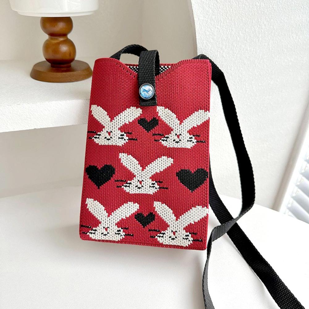 FASHION 2024 Knitted Mini Cross-Body Mobile Phone Bag Korean Versatile Student Commute Shoulder Bag Square Small Purse Handbag For Women