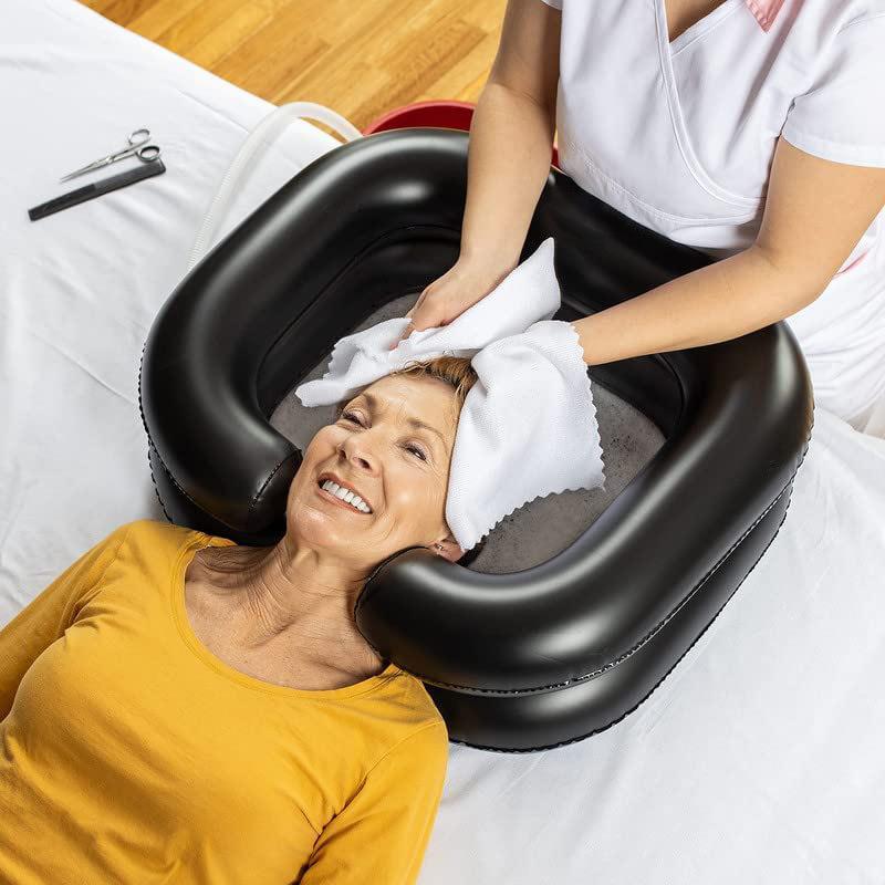 Inflatable Shampoo Basin - Portable Hair Washing Bowl/ Tub for Bedridden Disabled Injured Dreadlocks and At Home Sink Washing