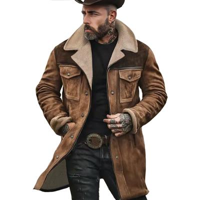 Europäische und amerikanische Herbst- und Winter-Herren-Farbblockjacke mit mehreren Taschen