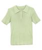 ribbed knit polo knit polo top for summer summer and spring stylish and clean M Green [Kobe Lettuce] Short-sleeved women, clothes, clothes, [C7537]