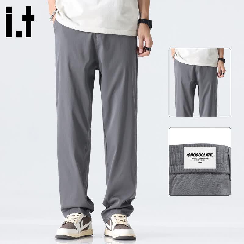 CHOCOOLATEit Men s Tencel Lyocell Thin Ice Silk Straight-Leg Casual Pants 2XL